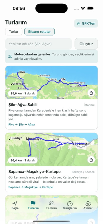 Hazır efsane rotalar listesi: Şile–Ağva Sahili ve Sapanca–Maşukiye–Kartepe